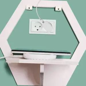 육각 콘센트 미니 1단 벽선반 거실 작은 안방 부착형 WECA06F