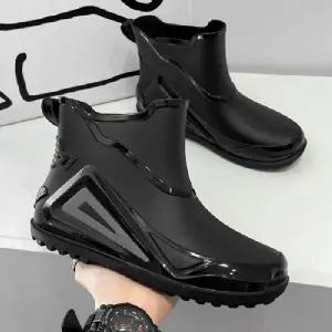 삼각 포인트 남성 발목 장화 가벼운 레인부츠 장마철 여름 미들 부츠 패션 슈즈 방수 신발