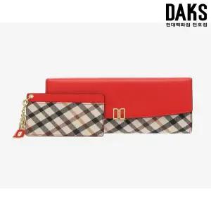 [닥스] DCWA5F401R2 체크배색 DD로고 3단 장지갑
