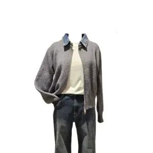 [롯데백화점]랩 데님 카라 니트 집업가디건(AS1KG220)