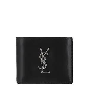 [생로랑] 모노그램 은장 로고 남성 반지갑 453276 0SX0E 1000