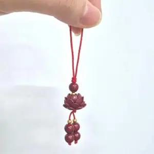 붉은 진사 연꽃 핸드폰줄 고리 키링 액막이 풍수 부적 선물