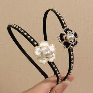 클래식 진주 지르코니아 로얄 까멜리아 장미 머리띠