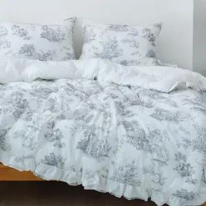 리빙홈 뜨왈 프릴 30수 광목 차렵 침구세트 Q ( 이불 + 매트 + 베개커버 )