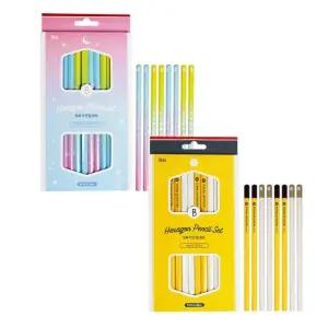 심플 육각 랜덤 연필 세트 B심 8자루 초등학교 유치원 어린이집 졸업 입학 준비물 생일 선물 답례품