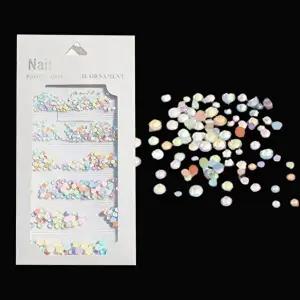 네일아트 얼음 유리 파스텔컬러 믹스 원형 플렛 스톤-WFHTT49