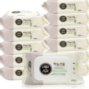 [룽스]물티슈 캡형 휴대형 유아 아기 100매x12개