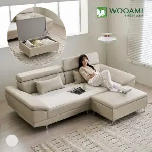 우아미가구 서온 4인용 가죽 황토볼 온열 온도조절 흙소파+스툴