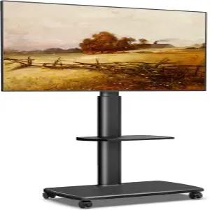 FITUEYES 롤링 TV 스탠드 32-65 70인치 평면 화면을 위한 모바일 카트 온 휠 침실 실외 홈 오피스 작은