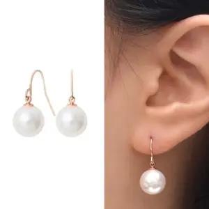 14K GP 스왈 진주 하객 결혼식 로즈골드 후크 귀걸이