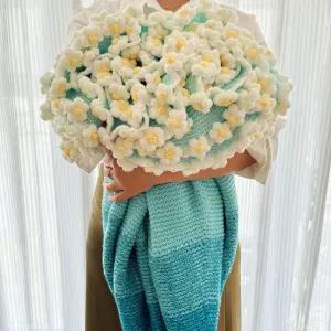 꽃다발담요 뜨개질 뜨게꽃 뜨개질꽃 선물 데이지 장미