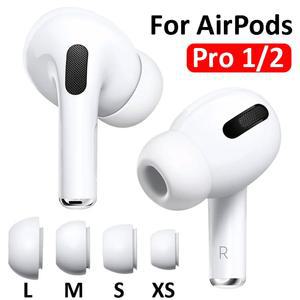 AirPods Pro 1/2 팁용 교체용 이어팁 1-4쌍 실리콘 고무 이어팁 이어버드 캡 젤 액세서리 XS/S/M/L 흰색