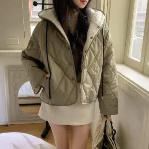 TE 패딩 겨울 후드 원마일웨어룩 긴팔 점퍼 퀼팅 아가일 루즈핏 양털 데일리 40대