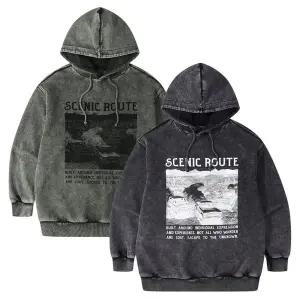 갤러리아 지프(Jeep) 공용 가먼트다잉 빅프린트 후드 티셔츠 JR1THU012