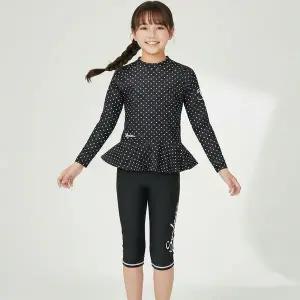 [랠리] 프릴 도트 아동 긴팔 래쉬가드 세트 여아 상하복 키즈 수영복