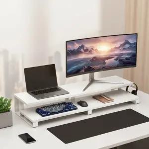 데이제이  2단 모니터 받침대 80cm 컴퓨터 노트북 거치대 사무실