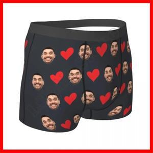 맞춤형 얼굴 사진 속옷 - 하트 복서 브리프 남성용 남편을 위한 선물 아빠를 기념일
