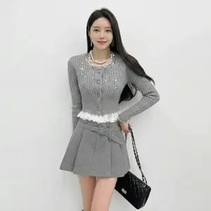 금찌 덴유 레이스 가디건 스커트 세트 ST8018S