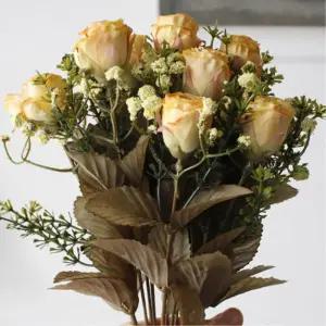 드라이플라워 엔틱 장미 풍성 한다발 인테리어소품 조화 예쁜조화꽃 빈티지조화