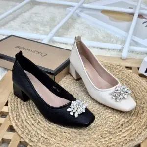 [제이시]제이시 발볼넓은구두 소가죽 통굽 여성 펌프스 K390