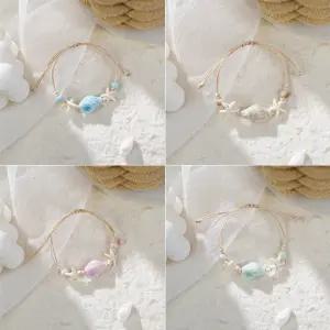 소라 불가사리 끈조절 팔찌 인디언 매듭 소원 남녀공용 여름 아메카지 유니크