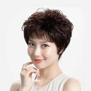 여자가발 인모숏컷 부분가발 정수리커버