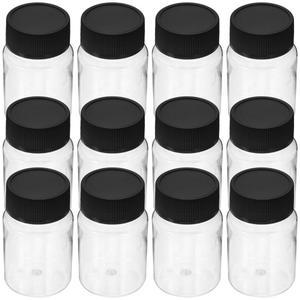 12pcs 50ml 와이드 입 링 병 누출 방지 작은 실험실 홈 여행 저장 용기 플라스틱
