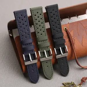 프리미엄 나일론 항해 시계 스트랩 18mm 19mm 20mm 22mm 랠리 레이싱 밴드 퀵 릴리스 남성용 천공 통기성
