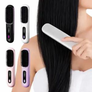 휴대용 헤어 무선 미니 빗 고데기 매직기 뿌리볼륨 뽕 퍼플