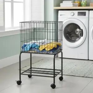 이동식 빨래바구니 철제 바퀴형 수납 수거함