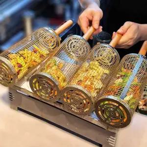 바베큐 롤링 그릴 메쉬 캠핑 삼겹살 생선 와이어 그물 야채