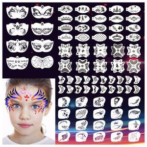 페이스 페인팅 스텐실 키트 재사용 가능 속이 빈 얼굴 타투 및 바디 템플릿 DIY  드로잉 도구 ( 성인용)