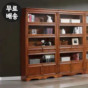 [벤티스가구]상뜨 마호가니 원목 엔틱 플립형 유리 책장 수입 인테리어 가구 소형 데스크(900)