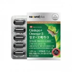 내츄럴플러스 - 징코 + 오메가 1200mgx60캡슐 기억력 DHA EPA 혈행