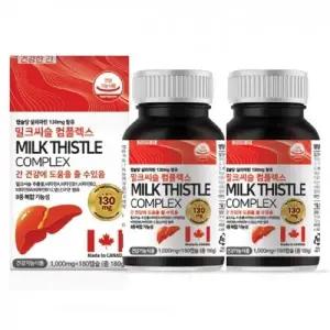 힐링팩토리 밀크씨슬 컴플렉스 1,000mg x 180캡슐 1+1총360캡슐 비타민B군 8종 미네랄 2종