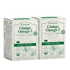 뉴트리랩스 징코 오메가3 600mg x 60캡슐 1+1 총120캡슐 건조한눈건강 혈 액 순 환 기억력