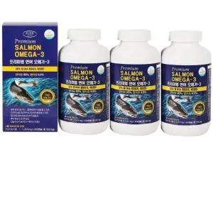 에버그린 프리미엄 연어 오메가-3 1,001mg x 300캡슐2+1 총900캡슐 EPA DHA 비타민D