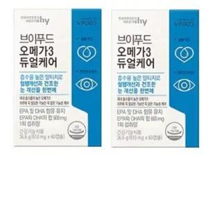 한국야쿠르트 브이푸드 오메가3 듀얼케어 610mg x 60캡슐 1+1 총120캡슐 EPA DHA