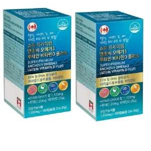 [캐나다직수입] 슈퍼 프리미엄 앤초비 오메가3 루테인 비타민D 플러스 1302mg x 180캡슐 1+1