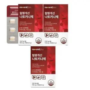 내츄럴플러스 혈행개 선 나토키나제 550mg x 30정 2+1 총90정 나토배양물 비타민B6 아연 철