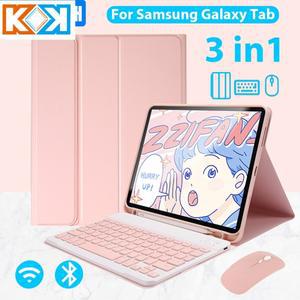 삼성 탭 10.4 S7 S8 11 플러스 케이스용 KOK 태블릿 갤럭시 A8 S6 커버 마우스 키보드 포함