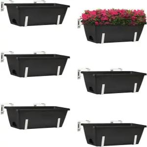 ETELI 난간 화분 6팩 16.9인치 창문 바구니 데크 박스 플라스틱 플라워 레일 홀더 야외 발코니 현관 파티오
