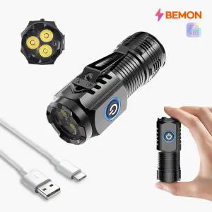 비몬 40g 초경량 3구 LED 충전식 손전등 밝은 미니 후레쉬