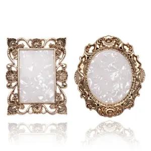 2개 네일 아트 팔레트 믹싱 폴란드 컬러 플레이트 골든 엣지 홀더 디스플레이 보드 화장품 도구(골드)