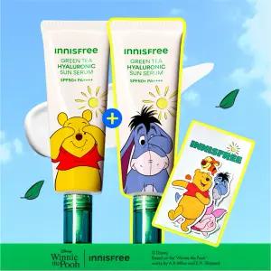 이니스프리 그린티 히알루론산 진정 수분 선세럼 50mL 2개 세트 곰돌이 푸 에디션 + 푸와 친구들 스티커팩