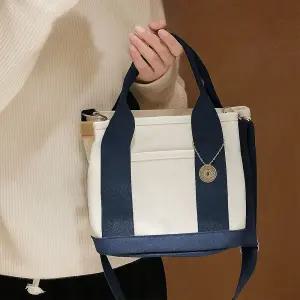 리부 기저귀가방 토트백 미니크로스백 여자 국민 가벼운 ivory+navy백 출산리스트 데일리 캔버스 유모차 아