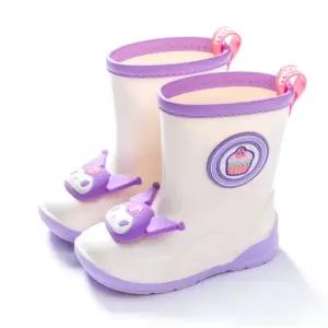 쿠로미 입체 페이스 화이트 레인부츠어린이장화 초등학생 캐릭터 유아 아동