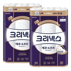 크리넥스 데코&소프트 3겹 화장지 40m x 30롤 x 2팩