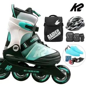 K2 인라인 스케이트 안나 주니어 민트+가방+헬멧+보호대 아동 어린이 유아 인라인스케이트 신발항균건조기