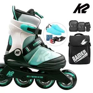K2 인라인 스케이트 안나 주니어 민트+가방+보호대 아동 어린이 유아 인라인스케이트 신발항균건조기 휠커